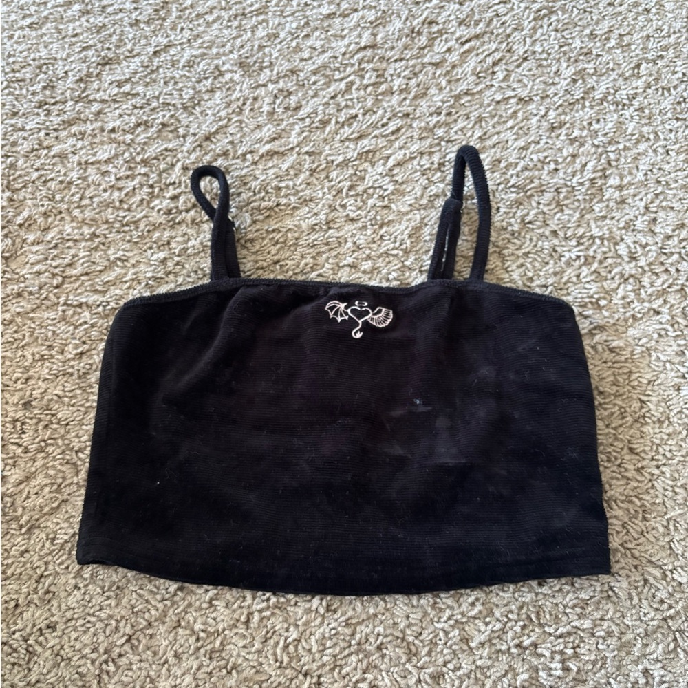 Forever 21 Black Embellished Crop Camisole